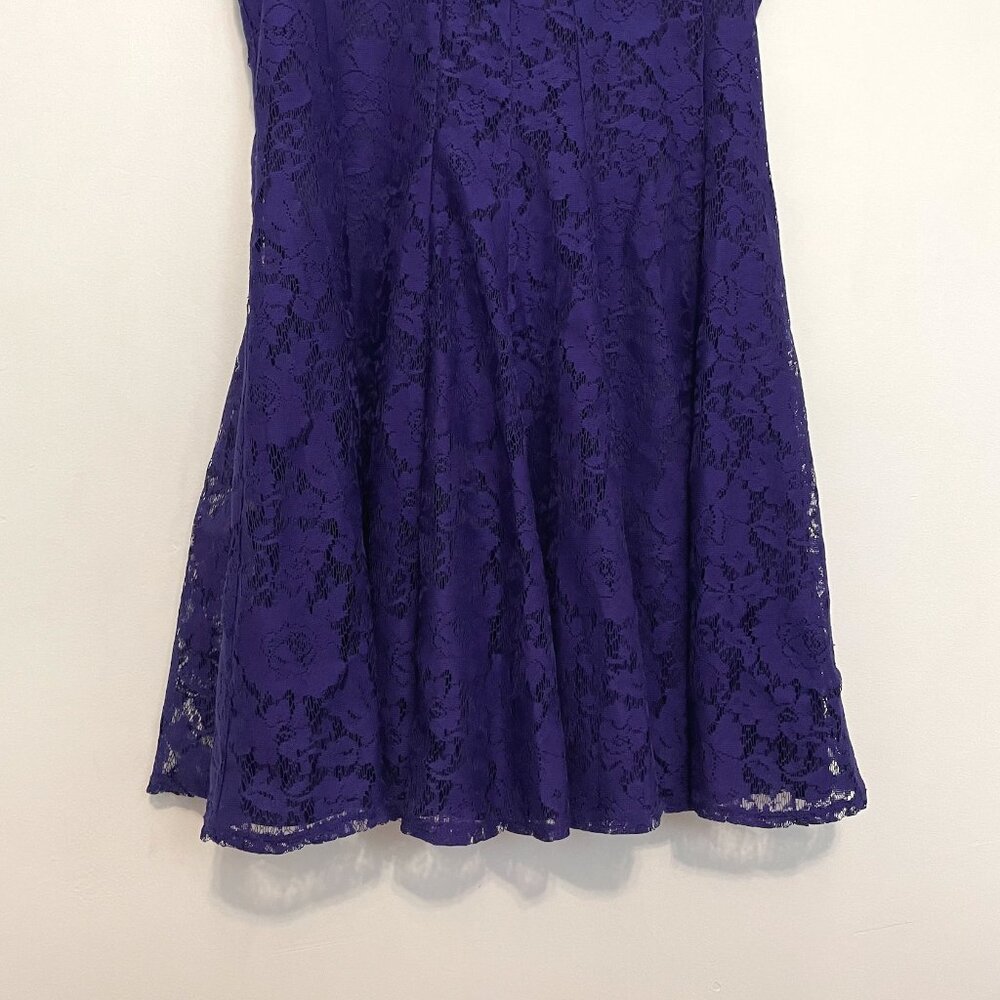 DANNY & NICOLE Sleeveless Lace Fit & Flare Dress Dark Purple Party Wedding Work - Picture 5 of 15